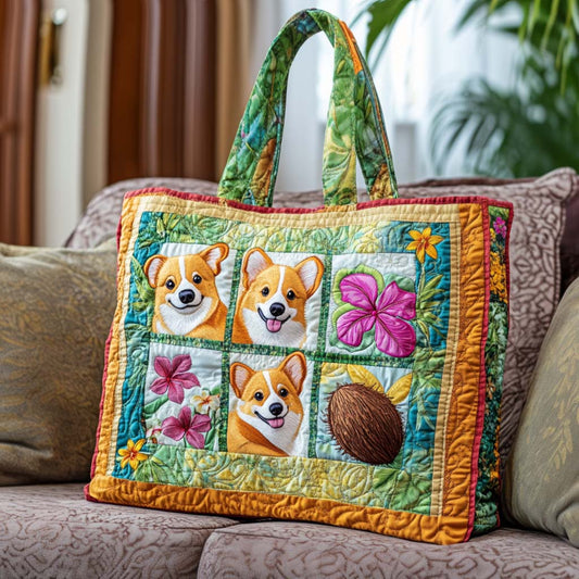 Corgi Adventure Time Quilted Tote Bag NCU0NT9308