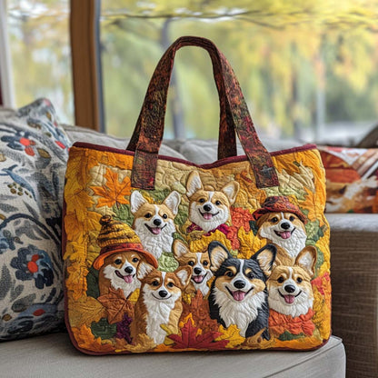 Corgi Autumn Vibes Quilted Tote Bag NCU0NT9309