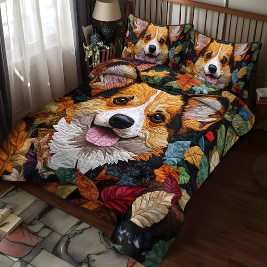 Corgi Charm 3-Piece Quilted Bedding Set NCU0PT831