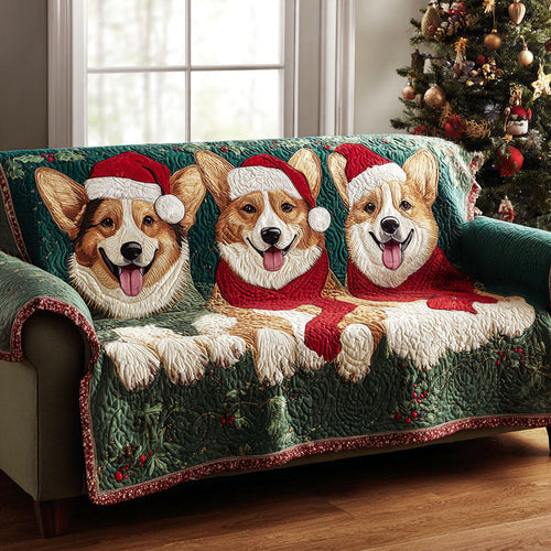 Corgi Christmas Cheer Quilted Sofa Cover NCU0TV967