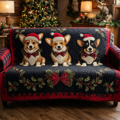 Corgi Christmas Joy Quilted Sofa Cover NCU0TV962