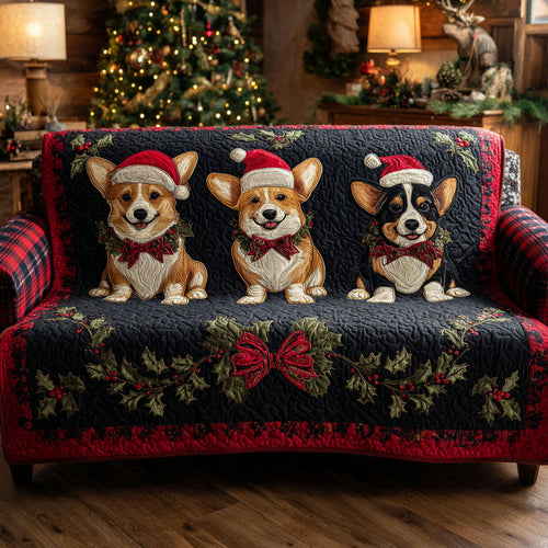 Corgi Christmas Joy Quilted Sofa Cover NCU0TV962