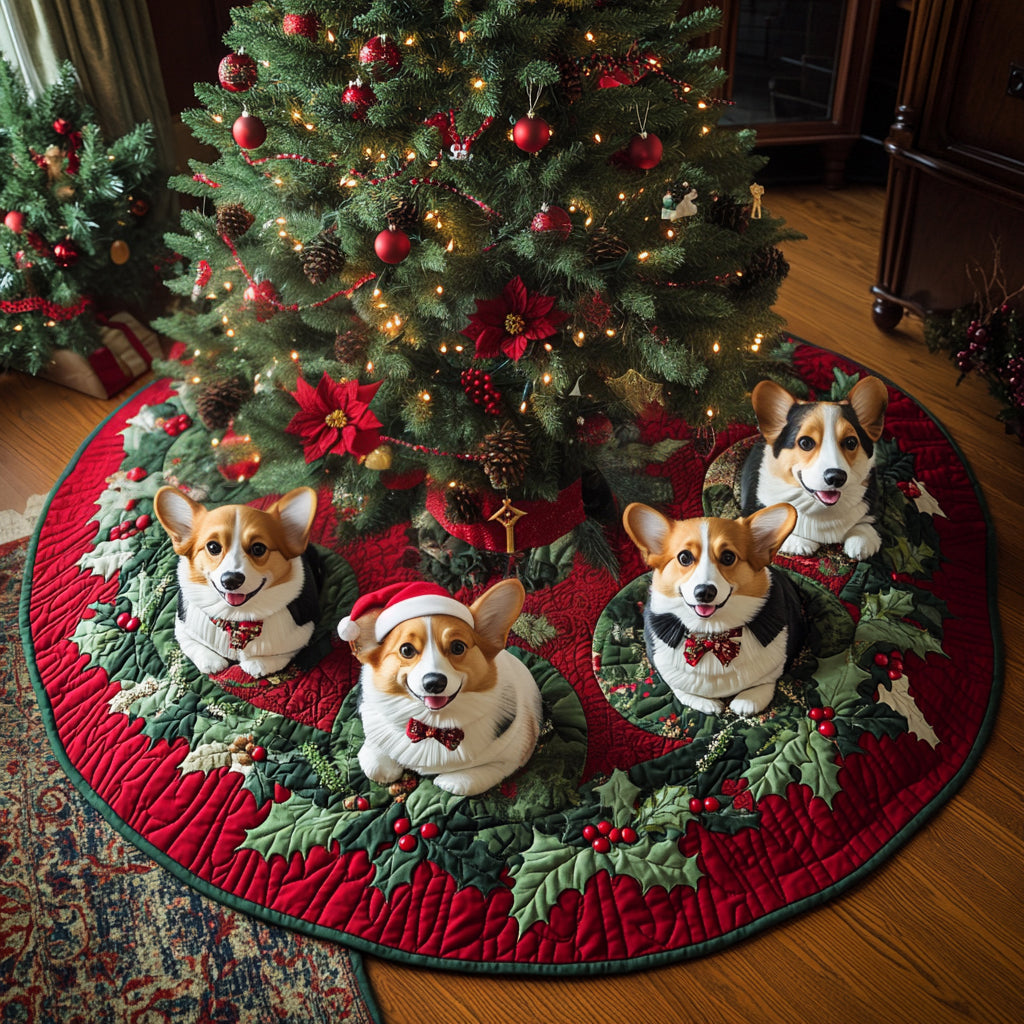 Corgi Christmas Magic Quilted Christmas Tree Skirt NCU0DV8085