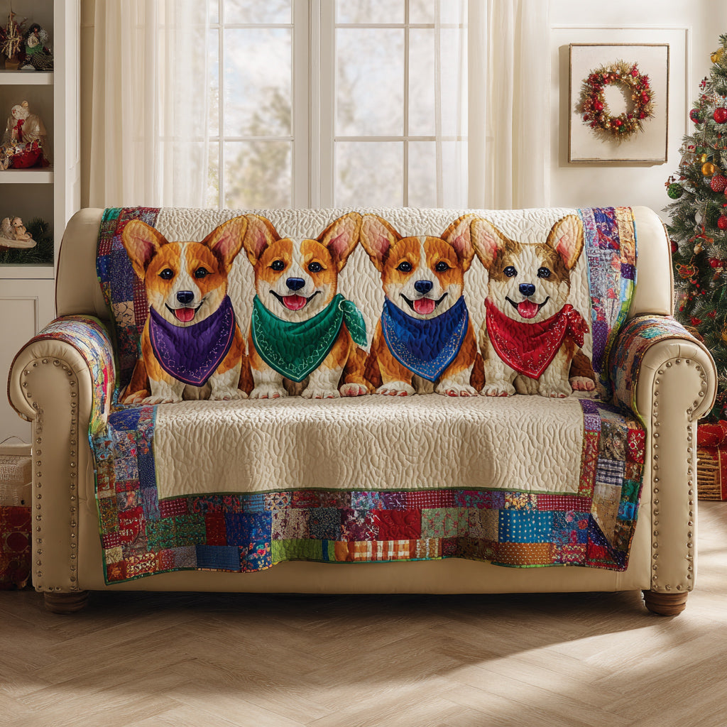 Corgi Delight Quilted Sofa Cover NCU0HH1668