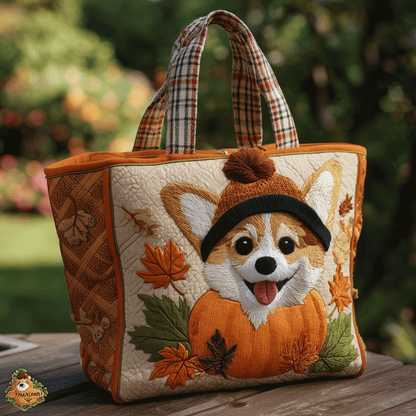Corgi Fall Vibes Quilted Tote Bag NCU0TH2769