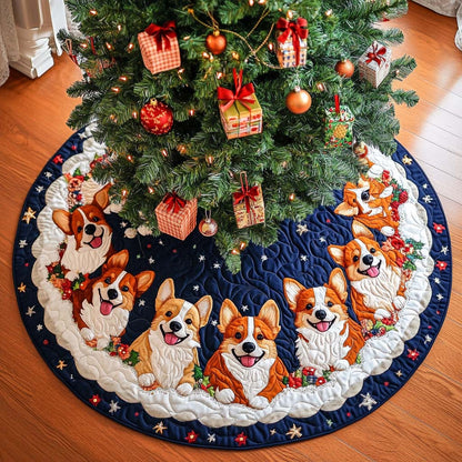 Corgi Footprints Christmas Quilted Tree Skirt NCU0NT1841