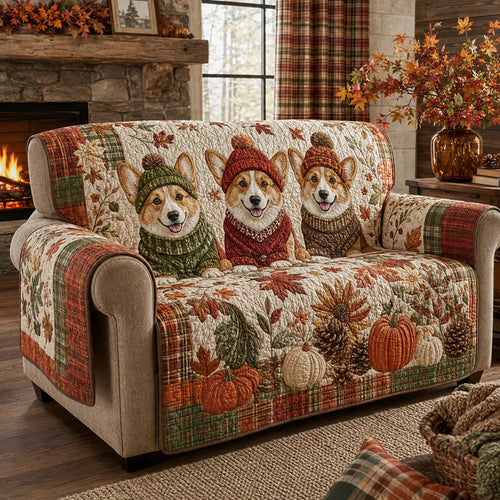 Corgi Forest Haven Quilted Sofa Cover NCU0HH2117