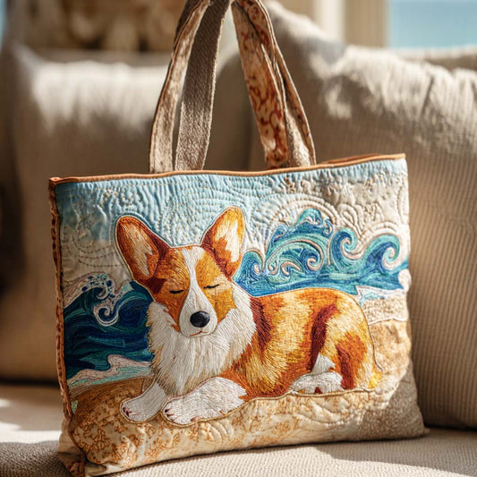 Corgi Garden Chill Quilted Tote Bag NCU0NT9314