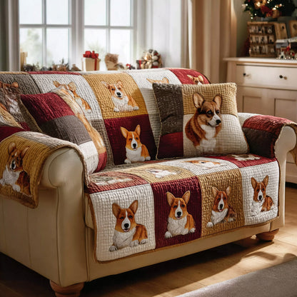 Corgi Grace Quilted Sofa Cover NCU0HH1671