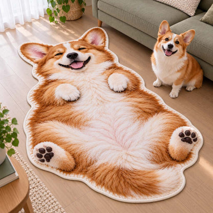 Corgi Happy Flop Custom Shape Area Rug NCU0HH2166