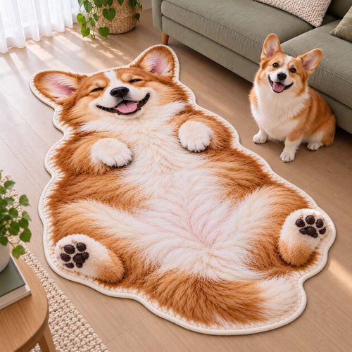 Corgi Happy Flop Custom Shape Area Rug NCU0HH2166