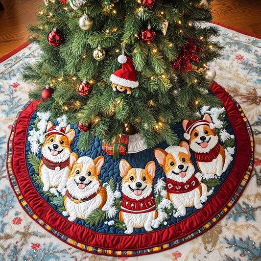 Corgi Haven Christmas Quilted Tree Skirt NCU0NT1856