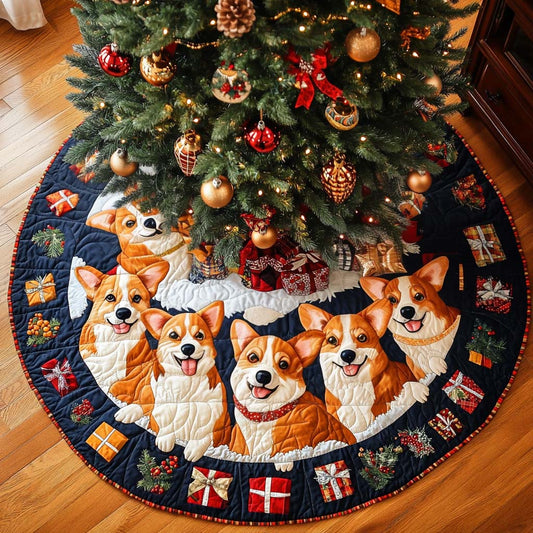 Corgi Hearts Christmas Quilted Tree Skirt NCU0NT1842