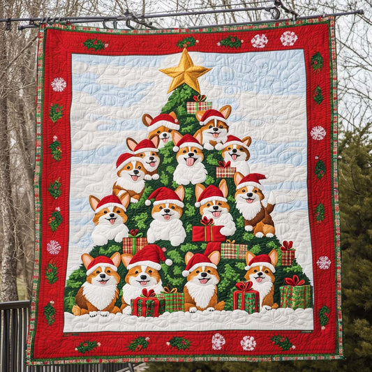 Corgi Holiday Spirit Quilted Blanket NCU0NT1863