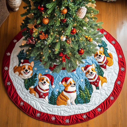 Corgi Joy Christmas Quilted Tree Skirt NCU0NT1857