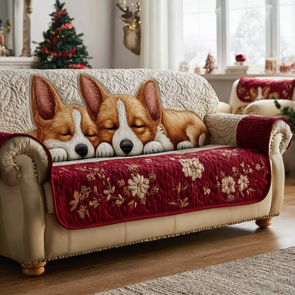 Corgi Joy Quilted Sofa Cover NCU0HH1674
