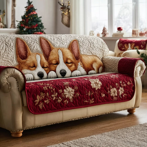 Corgi Joy Quilted Sofa Cover NCU0HH1674