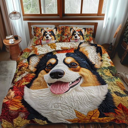 Corgi Love 3-Piece Quilted Bedding Set NCU0PT838
