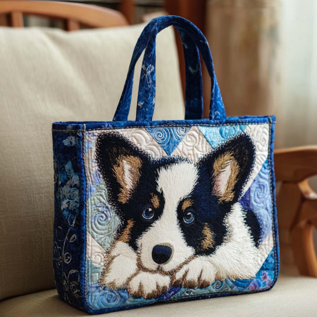 Corgi Meadow Run Quilted Tote Bag NCU0NT9318