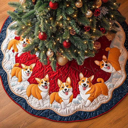 Corgi Meadows Christmas Quilted Tree Skirt NCU0NT1843