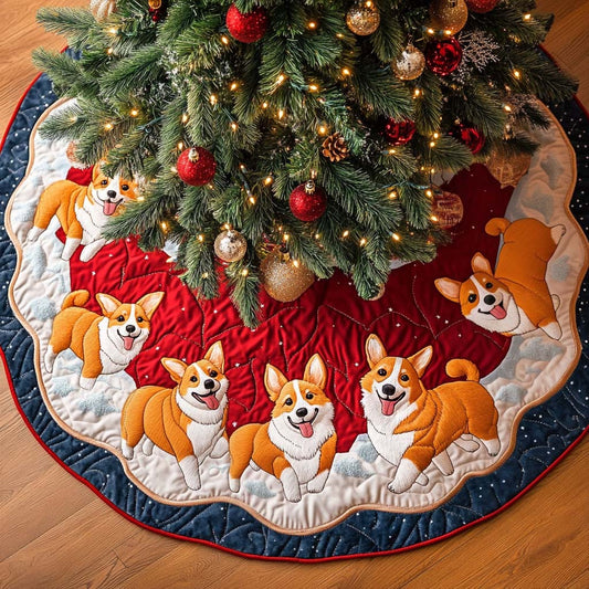 Corgi Meadows Christmas Quilted Tree Skirt NCU0NT1843