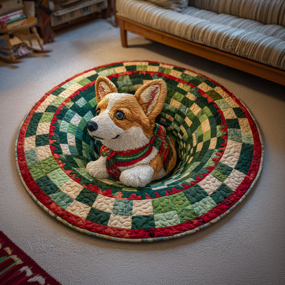 Corgi Noel Quilted Round Mat NCU0TD499