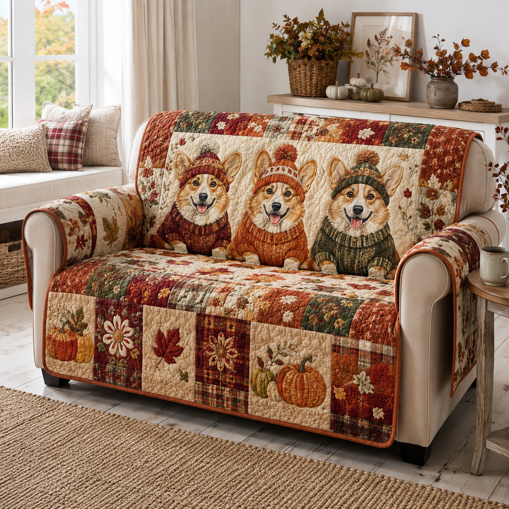 Corgi Rustic Charm Quilted Sofa Cover NCU0HH2119