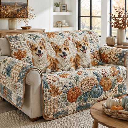 Corgi Serenade Blue Quilted Sofa Cover NCU0HH2120