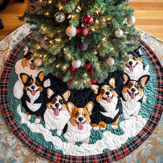 Corgi Serenity Christmas Quilted Tree Skirt NCU0NT1859