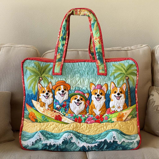Corgi Sunset Trail Quilted Tote Bag NCU0NT9320