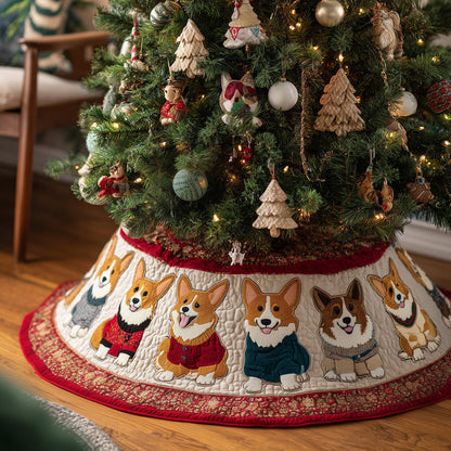 Corgi Sweater Parade Christmas Quilted Tree Skirt NCU0TH3643