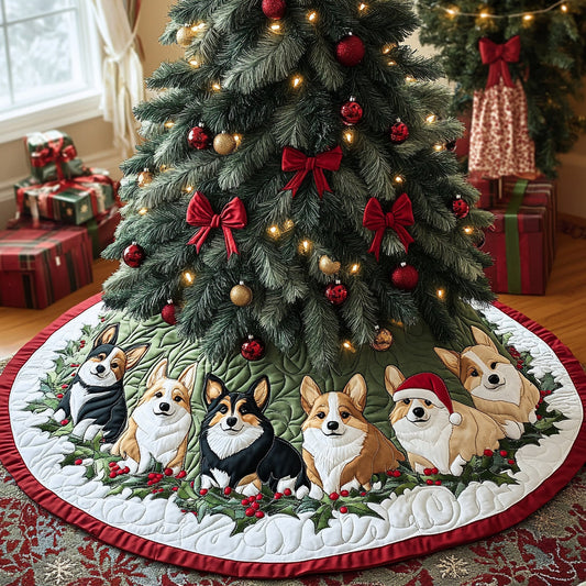 Corgi Wonderland Quilted Christmas Tree Skirt NCU0DV8090
