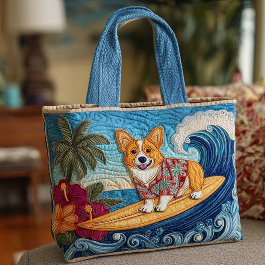 Corgi in Bloom Quilted Tote Bag NCU0NT9315