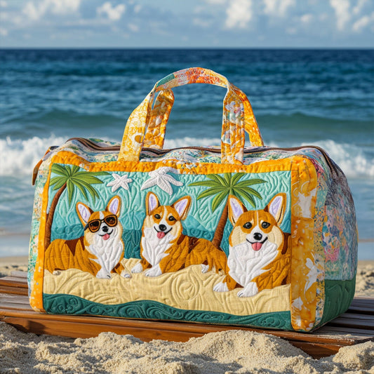 Corgi in the Beach Quilted Duffle Bag NCU0PT9354