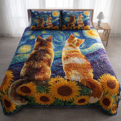 Cosmic Cat Dreams 3-Piece Quilted Bedding Set NCU0TD1812