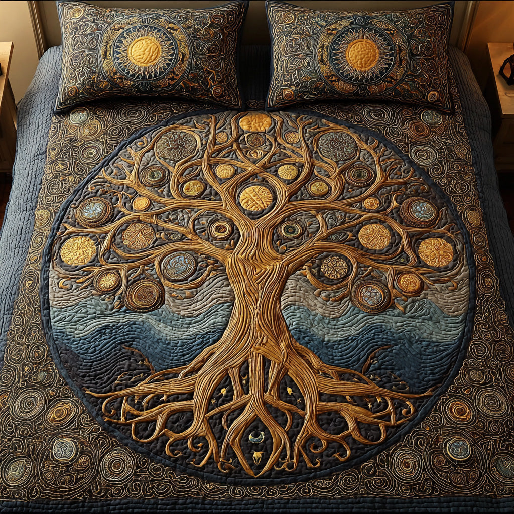 Cosmic Circle 3-Piece Quilted Bedding Set NCU0VL3080