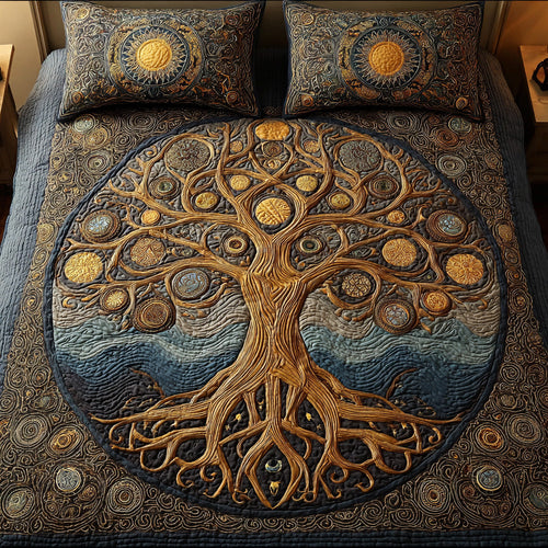 Cosmic Circle 3-Piece Quilted Bedding Set NCU0VL3080