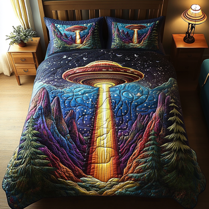 Cosmic Encounter 3-Piece Quilted Bedding Set NCU0DV2996