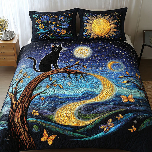 Cosmic Feline 3-Piece Quilted Bedding Set NCU0PT7101