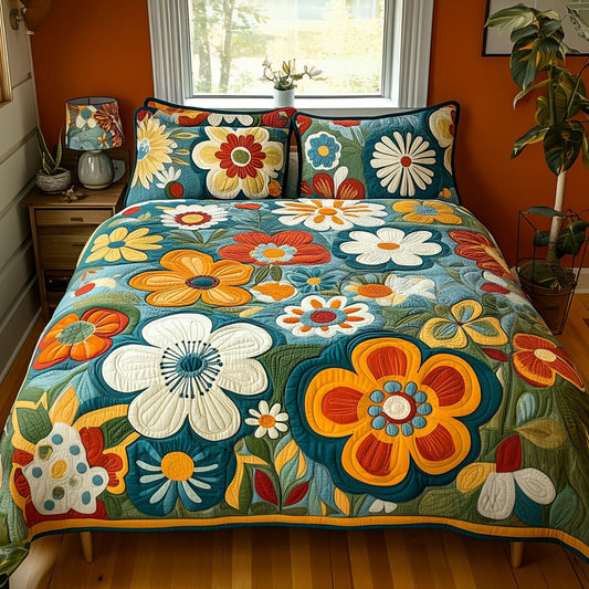 Cosmic Flower 3-Piece Quilted Bedding Set NCU0PT5386