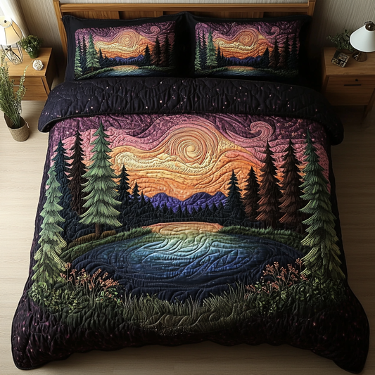 Cosmic Forest 3-Piece Quilted Bedding Set NCU0DK8748