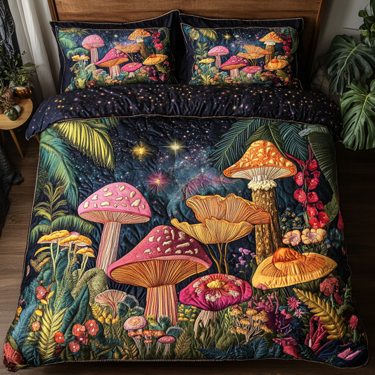 Cosmic Mushroom 3-Piece Quilted Bedding Set NCU0DK8761