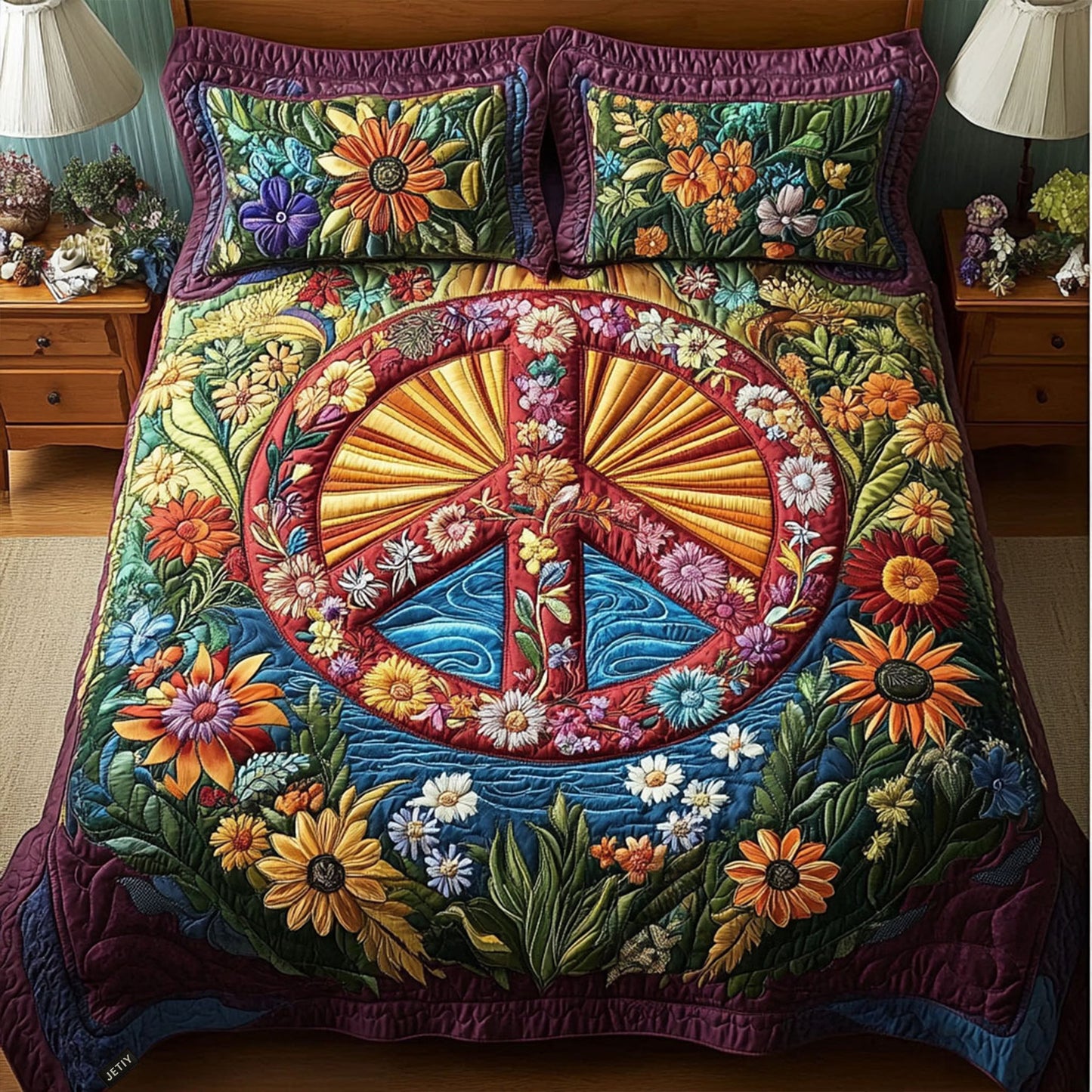 Cosmic Peace 3-Piece Quilted Bedding Set NCU0PT3945