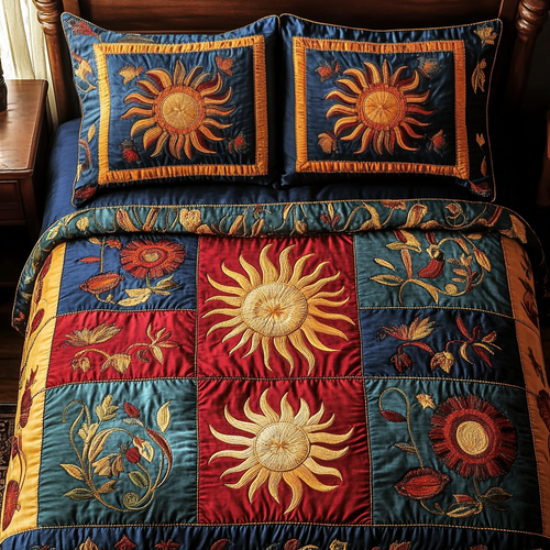 Cosmic Sun 3-Piece Quilted Bedding Set NCU0VH2929