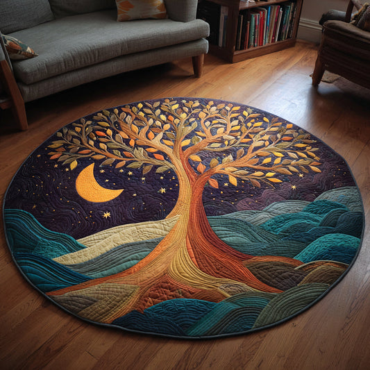 Cosmic Tree of Life Quilted Round Mat NCU0HH631