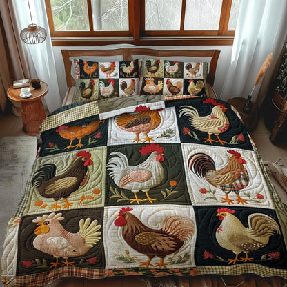 Cottage Hens 3-Piece Quilted Bedding Set NCU0TH889