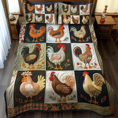 Cottage Hens 3-Piece Quilted Bedding Set NCU0TH889