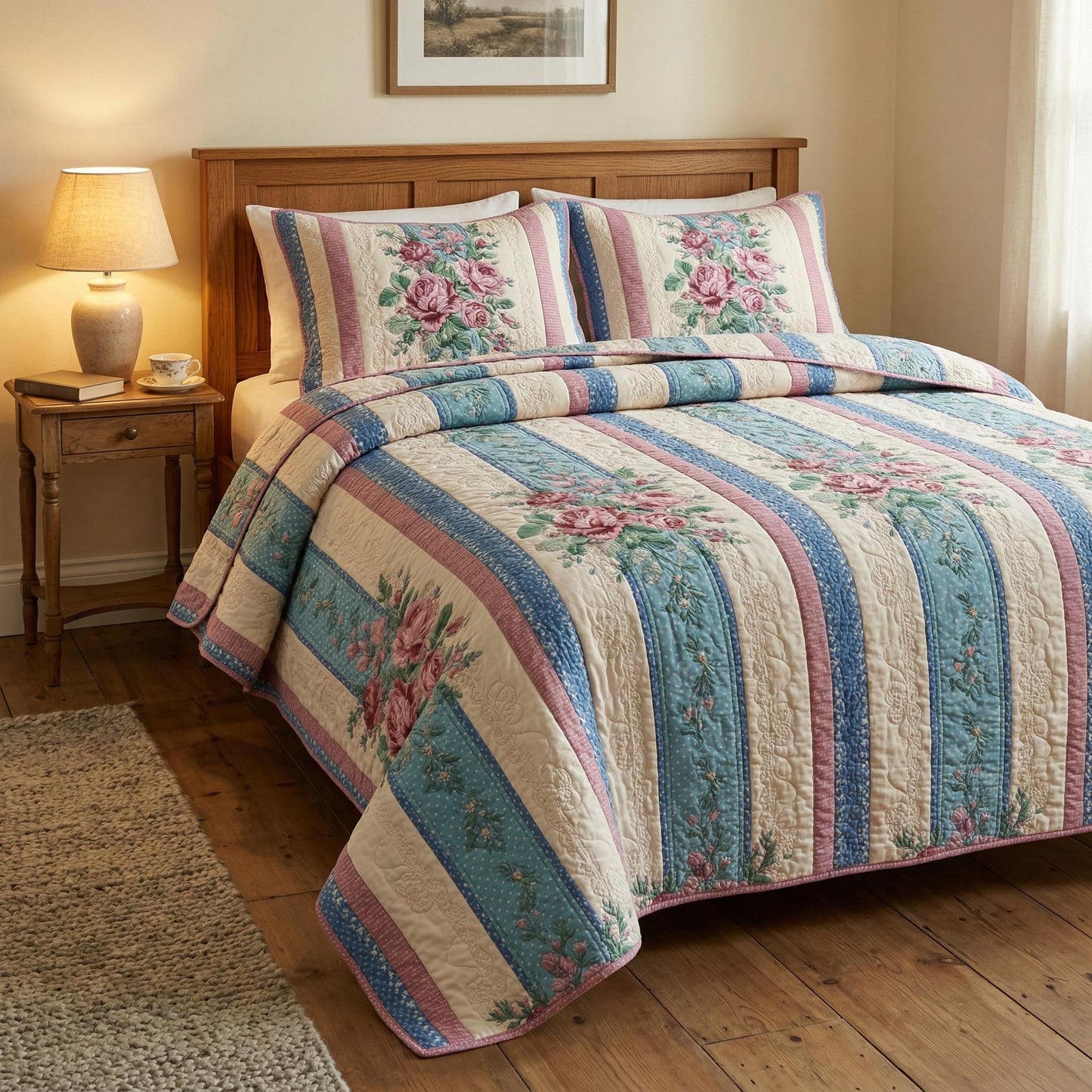 Cottage Bloom 3-Piece Quilted Bedding Set NCU0TD2521