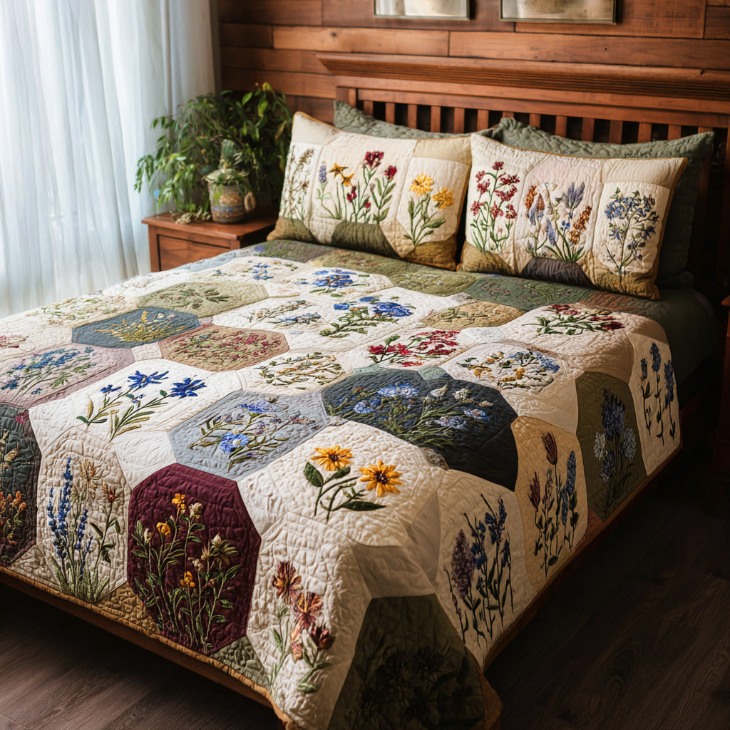 Cottage Garden 3-Piece Quilted Bedding Set NCU0VL3228