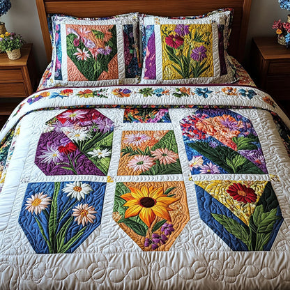 Cottage Garden Charm 3-Piece Quilted Bedding Set NCU0PT4897